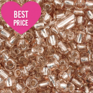 Perles de rocailles 6/0 (4mm) Beige semoule clair doublure argent&eacute;