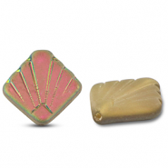 Perles tch&egrave;ques diafan 17mm Greige fonc&eacute;-AB coating