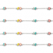 Appr&ecirc;ts en acier inox cha&icirc;ne maille jaseron disc Argent&eacute;-multicolore