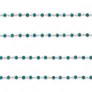 Appr&ecirc;ts en acier inox cha&icirc;ne maille jaseron rond Dor&eacute;-bleu turquoise