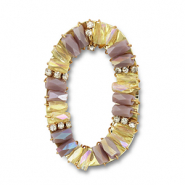 Boucles pendentifs facett&eacute;es ovale Lilas-transparent-dor&eacute;