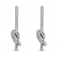 Boucles d'oreilles / puces en acier Inox n&oelig;ud Argent&eacute;