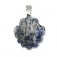 Pierres naturelles pendentifs sodalite et microcline coquille Bleu-blanc