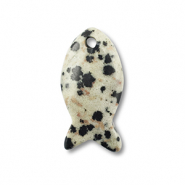 Pierres naturelles pendentifs  jaspe dalmatien poisson Greige-noir