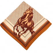 Foulard avec cheval Marron beige-marron cuivre-marron