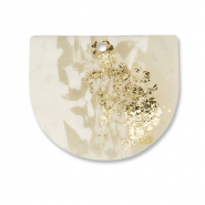 Pendentifs en polym&egrave;re Blanc cass&eacute;-beige-dor&eacute;