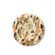 Pendentifs en polym&egrave;re rond Marron-rose-blanc-dor&eacute;