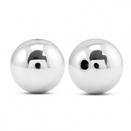 Perles au look m&eacute;tallique rond 16mm Argent&eacute; m&eacute;tallique