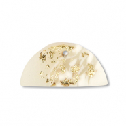 Pendentifs en polym&egrave;re semi-circulaire Blanc cass&eacute;-beige-dor&eacute;