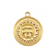 Breloques en acier Inox soleil Dor&eacute;