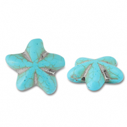 Perles en c&eacute;ramique &eacute;toile de mer Bleu turquoise