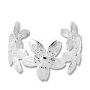 Bracelets en acier Inox jonc fleur Argent&eacute;