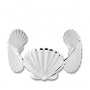 Bracelets en acier Inox jonc coquille Argent&eacute;