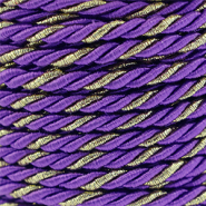 Cordon tendance torsad&eacute; 3mm Violet-dor&eacute;