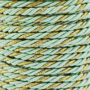 Cordon tendance torsad&eacute; 3mm Verte menthe-dor&eacute;