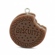 Pendentifs en r&eacute;sine biscuit Marron-blanc