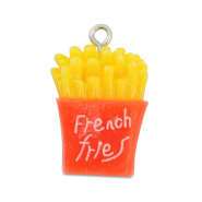 Pendentifs en r&eacute;sine frites Rouge corail-jaune