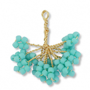 Pendentifs en perles de verre fleur Dor&eacute;-turquoise