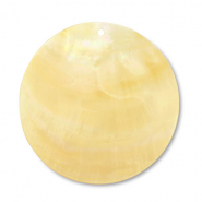 Pendentifs coquillage rond Blanc (couleur naturelle)-jaune ocre