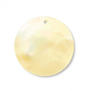 Pendentifs coquillage rond Blanc (couleur naturelle)-jaune ocre