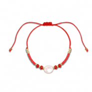 Bracelets tendance perles mixtes Rouge-blanc-dor&eacute;