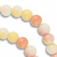 Perles en verre 8 mm Rose-jaune-blanc