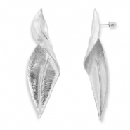 Boucles d'oreilles accroche-regard feuille Argent&eacute;