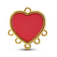 Breloques en m&eacute;tal DQ avec 6 anneaux Rouge-Dor&eacute; (sans nickel)