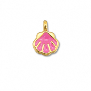 Breloques en m&eacute;tal DQ coquille Rosa magenta-Dor&eacute; (sans nickel)