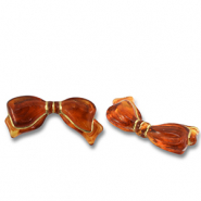Perles acryliques n&oelig;ud Marron cognac-dor&eacute;