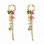 Boucles d'oreilles en acier Inox coquille Dor&eacute;-multicolore