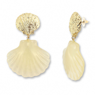 Boucles d'oreilles accroche-regard coquille Champagne clair-dor&eacute;
