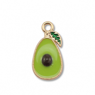Breloques en m&eacute;tal &eacute;maill&eacute;e avocat Dor&eacute;-vert olive