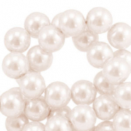 Perles en verre cir&eacute;es 8mm Rose cr&egrave;me