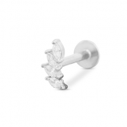 Piercing d&rsquo;oreilles en acier Inox feuille Argent&eacute;