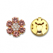 Cache-boutons en laiton Eco-brass&reg; zirconium fleur Dor&eacute;-rose vintage-cristal