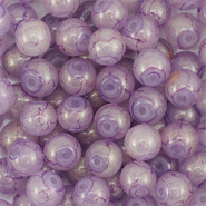 Perles en verre avec pailletes 4 mm Violet-dor&eacute;