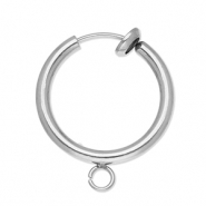 Appr&ecirc;ts en acier Inox clip boucles d'oreilles cr&eacute;oles avec anneau 18mm Argent&eacute;
