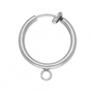 Appr&ecirc;ts en acier Inox clip boucles d'oreilles cr&eacute;oles avec anneau 16mm Argent&eacute;
