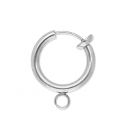 Appr&ecirc;ts en acier Inox clip boucles d'oreilles cr&eacute;oles avec anneau 14mm Argent&eacute;