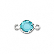 Appr&ecirc;ts en acier Inox connecteur rond Argent&eacute;-bleu aquamarin