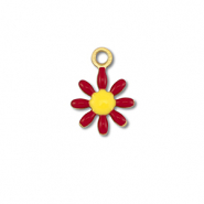 Breloques en acier Inox fleur Dor&eacute;-rouge fonc&eacute;-jaune