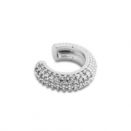 Boucles d'oreilles en acier inox ear cuff avec zirconium Argent&eacute;-cristal