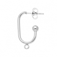 Appr&ecirc;ts en acier Inox boucles d'oreilles / puces d&rsquo;oreilles oblong ovale avec anneau Argent&eacute;