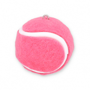 Pendentifs accroche-regard balle de tennis Rose fonc&eacute;-blanc