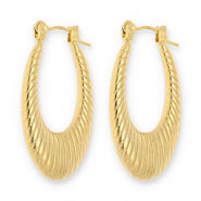 Boucles d'oreilles / cr&eacute;oles en acier Inox ovale Dor&eacute;