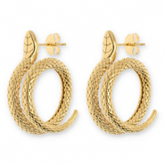 Boucles d'oreilles / puces en acier Inox serpent Dor&eacute;
