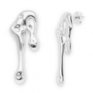 Boucles d'oreilles / puces en acier Inox gouttes Argent&eacute;