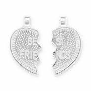 Breloques en m&eacute;tal DQ "best friends" Argent&eacute; antique (sans nickel)
