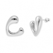 Boucles d'oreilles / puces en acier Inox c&oelig;ur Argent&eacute;